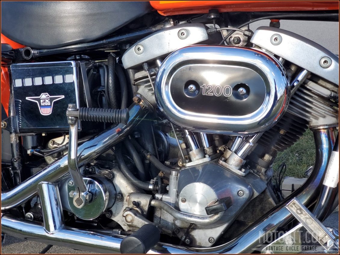 1976 AMF Harley Davidson FXE superglide Shovelhead Sunburst Orange| Motonit 2020